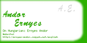 andor ernyes business card